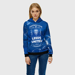 Толстовка-худи женская Leeds United Football Club Number 1, цвет: 3D-черный — фото 2