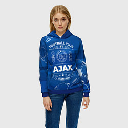 Толстовка-худи женская Ajax Football Club Number 1, цвет: 3D-синий — фото 2