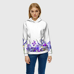 Толстовка-худи женская Любимые Ирисы, цвет: 3D-белый — фото 2
