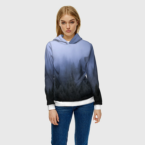 Женская толстовка Лес в ночи / 3D-Белый – фото 3