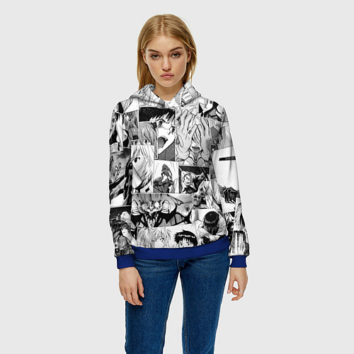 Женская толстовка Евангелион паттерн / 3D-Синий – фото 3