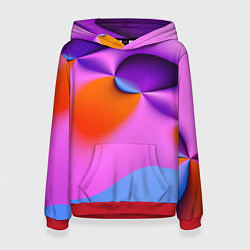 Толстовка-худи женская Абстрактная красочная композиция Лето Abstract col, цвет: 3D-красный
