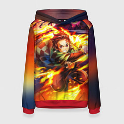 Толстовка-худи женская Клинок, рассекающий демонов Demon Slayer, цвет: 3D-красный