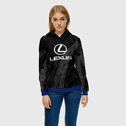 Толстовка-худи женская Lexus - следы шин, цвет: 3D-синий — фото 2