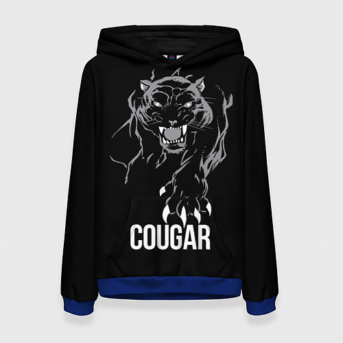 Женская толстовка Cougar on the hunt - Пума на охоте / 3D-Синий – фото 1