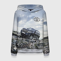 Толстовка-худи женская Toyota Land Cruiser Prado на скальных камнях Mount, цвет: 3D-меланж