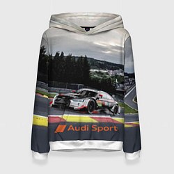 Толстовка-худи женская Audi Sport Racing team Ауди Спорт Гоночная команда, цвет: 3D-белый