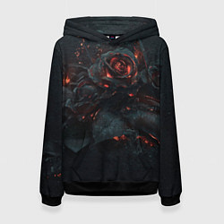Толстовка-худи женская Тлеющий розы, цвет: 3D-черный