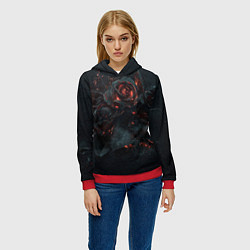Толстовка-худи женская Тлеющий розы, цвет: 3D-красный — фото 2