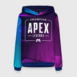 Толстовка-худи женская Apex Legends Gaming Champion: рамка с лого и джойс, цвет: 3D-синий
