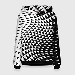 Толстовка-худи женская Минималистический авангардный паттерн, цвет: 3D-черный