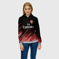 Толстовка-худи женская Arsenal полосы, цвет: 3D-меланж — фото 2