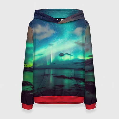 Женская толстовка Aurora borealis / 3D-Красный – фото 1