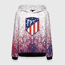 Толстовка-худи женская Atletico madrid logo брызги красок, цвет: 3D-черный