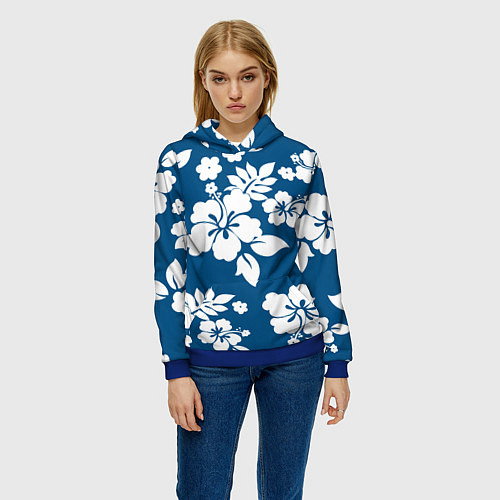 Женская толстовка Цветочный паттерн Минимализм / 3D-Синий – фото 3