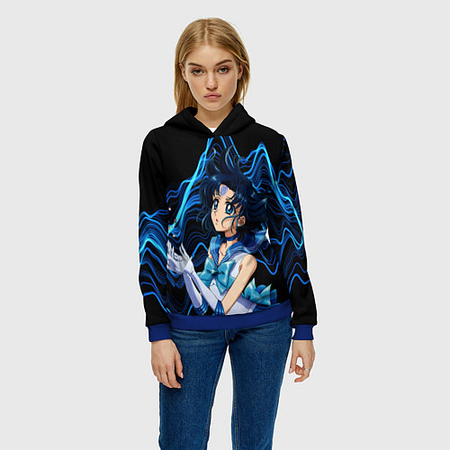 Женская толстовка Сейлор Меркурий -гениальная школьница / 3D-Синий – фото 3