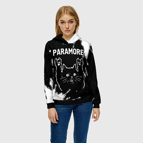 Женская толстовка Группа Paramore и Рок Кот / 3D-Черный – фото 3