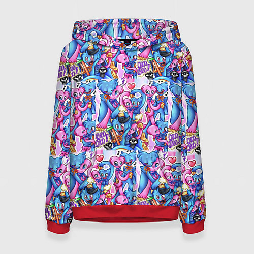 Женская толстовка POPPY PLAYTIME HAGGY WAGGY AND KISSY MISSY LOVE / 3D-Красный – фото 1