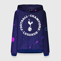 Толстовка-худи женская Символ Tottenham и круглая надпись Football Legend, цвет: 3D-синий