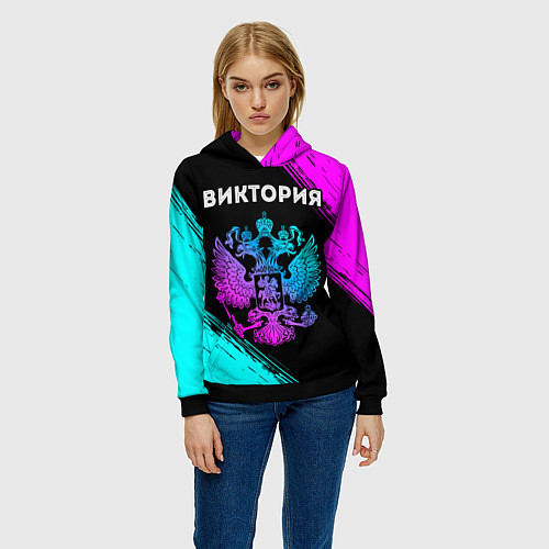 Женская толстовка Виктория Россия / 3D-Черный – фото 3