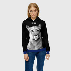 Толстовка-худи женская Смотрящая пума, цвет: 3D-синий — фото 2