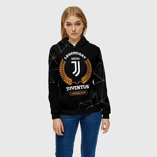 Женская толстовка Лого Juventus и надпись Legendary Football Club на / 3D-Черный – фото 3