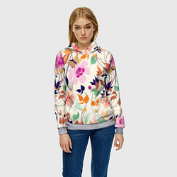 Толстовка-худи женская Summer floral pattern, цвет: 3D-меланж — фото 2