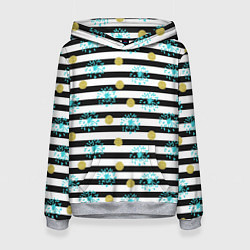 Толстовка-худи женская Полосатый модный праздничный узор, цвет: 3D-меланж