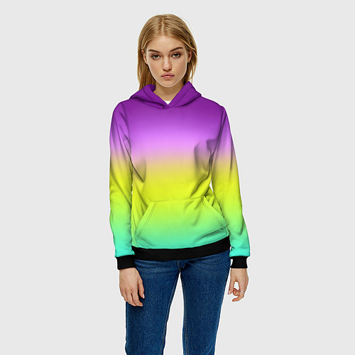 Женская толстовка Multicolored Ombre gradient / 3D-Черный – фото 3