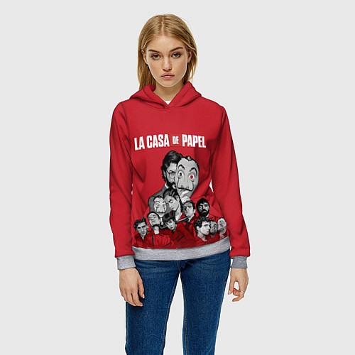 Женская толстовка Бумажный дом персонажи / 3D-Меланж – фото 3