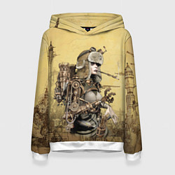 Толстовка-худи женская Крутая девчонка в стиле Стимпанк, цвет: 3D-белый