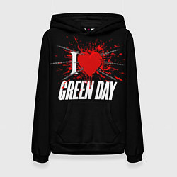 Толстовка-худи женская Green Day Сердце, цвет: 3D-черный
