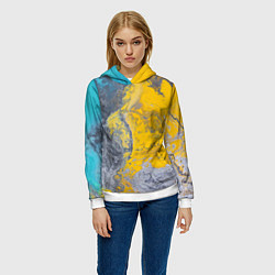Толстовка-худи женская Извержение Красок, цвет: 3D-белый — фото 2