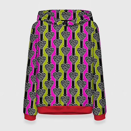 Женская толстовка Striped multicolored pattern Сердце / 3D-Красный – фото 1