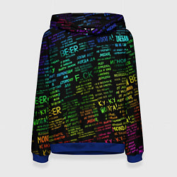 Толстовка-худи женская Прикольные популярные надписи, цвет: 3D-синий