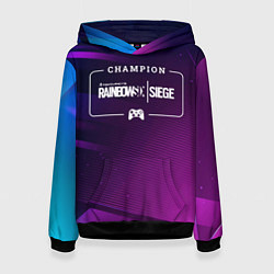 Толстовка-худи женская Rainbow Six Gaming Champion: рамка с лого и джойст, цвет: 3D-черный
