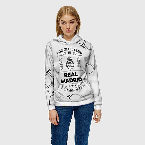 Женская толстовка Real Madrid Football Club Number 1 Legendary / 3D-Белый – фото 3