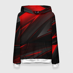 Толстовка-худи женская Red and Black Geometry, цвет: 3D-белый