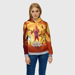 Толстовка-худи женская Hello Neighbor Привет сосед Сосед с лопатой, цвет: 3D-меланж — фото 2