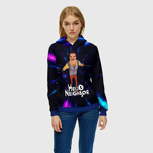 Женская толстовка Hello Neighbor Привет сосед Бегущий сосед / 3D-Синий – фото 3