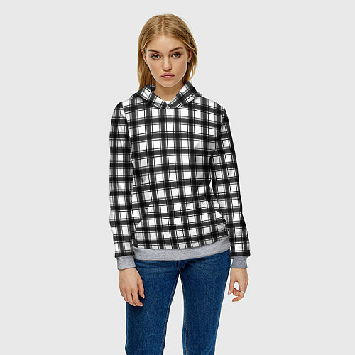 Женская толстовка Black and white trendy checkered pattern / 3D-Меланж – фото 3