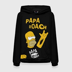 Толстовка-худи женская Papa Roach, Гомер Симпсон, цвет: 3D-черный