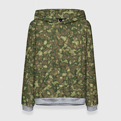 Толстовка-худи женская Камуфляж цифровой Флора-1 пиксель, цвет: 3D-меланж