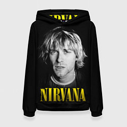 Толстовка-худи женская Nirvana - Kurt Donald Cobain, цвет: 3D-черный