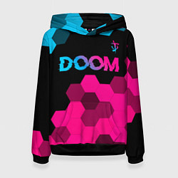 Толстовка-худи женская Doom Neon Gradient, цвет: 3D-черный