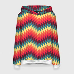 Толстовка-худи женская Мексиканские узоры, цвет: 3D-белый