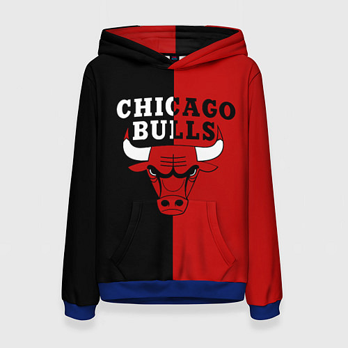 Женская толстовка Чикаго Буллз black & red / 3D-Синий – фото 1