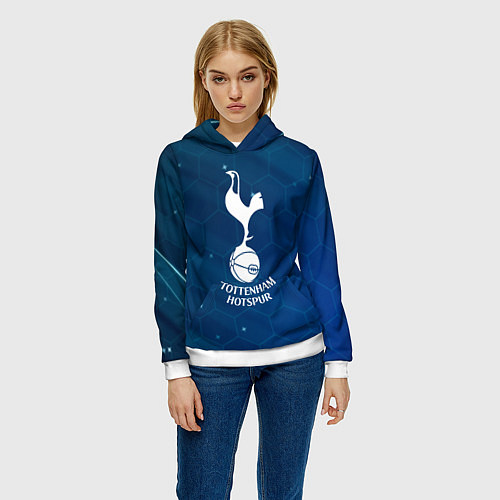 Женская толстовка Tottenham hotspur Соты абстракция / 3D-Белый – фото 3