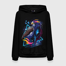 Толстовка-худи женская Неоновая птица - Арт, цвет: 3D-черный