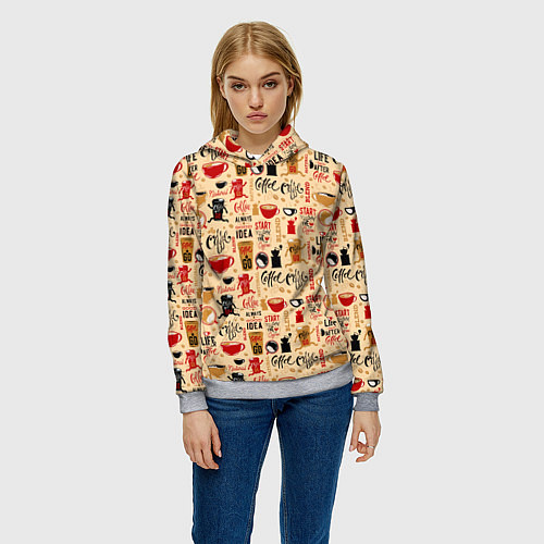 Женская толстовка Start your day with of coffee / 3D-Меланж – фото 3